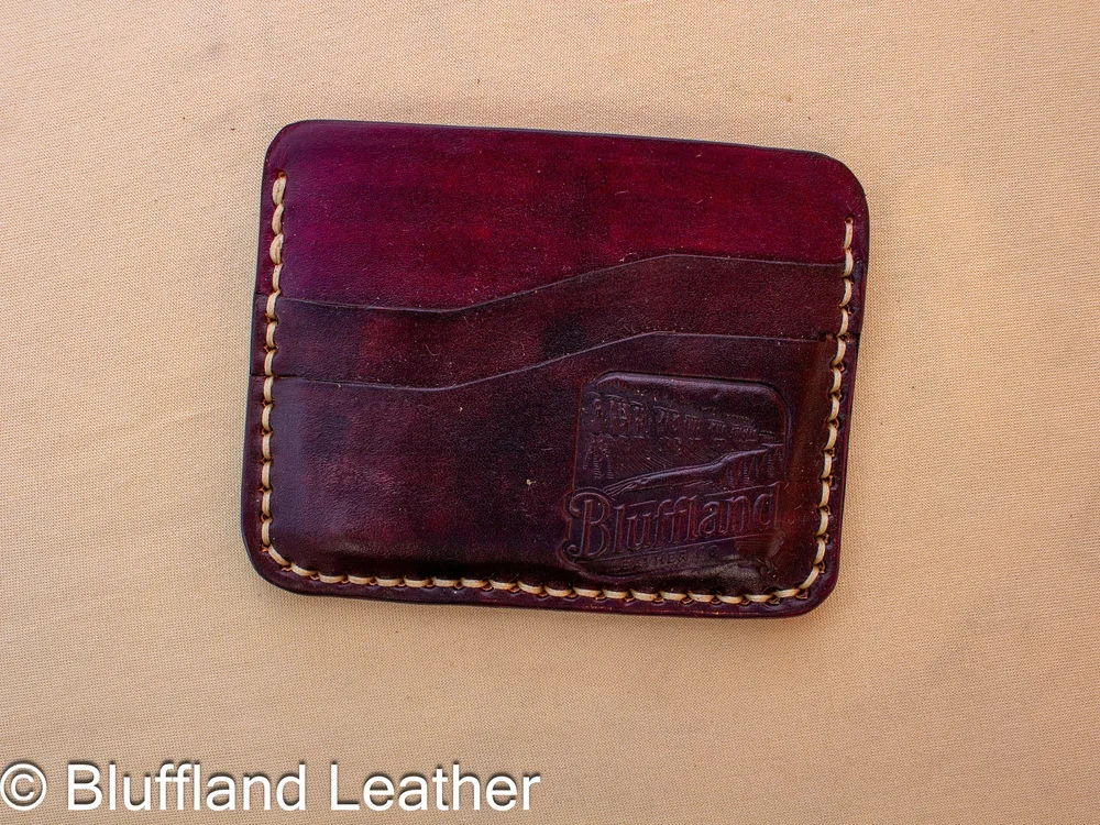 Handmade Leather Card Wallet Oxblood, 5 Card Minimalist Front Pocket Wallet, Hand Stitched, Gift for Him