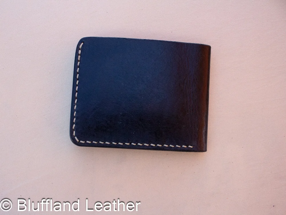 Handmade Leather Bifold Wallet Black, Mens Veg Tan Bifold, Hand Stitched, Groomsmen Gift for Him