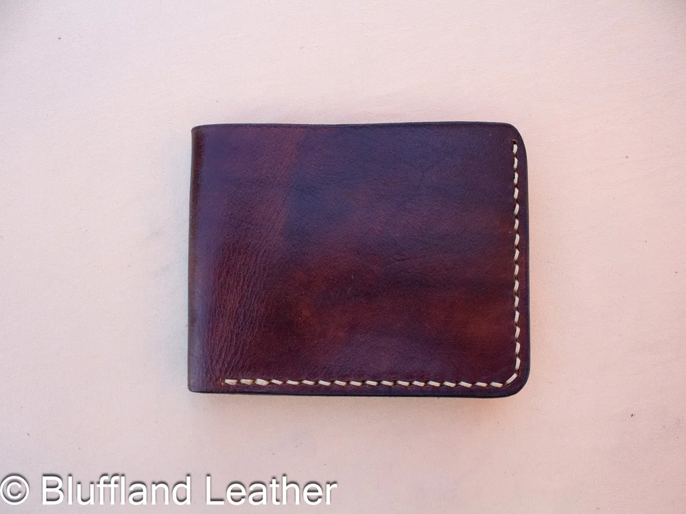 Handmade Leather Bifold Wallet Tan, Mens Veg Tan Bifold, Hand Stitched, Gift for Him