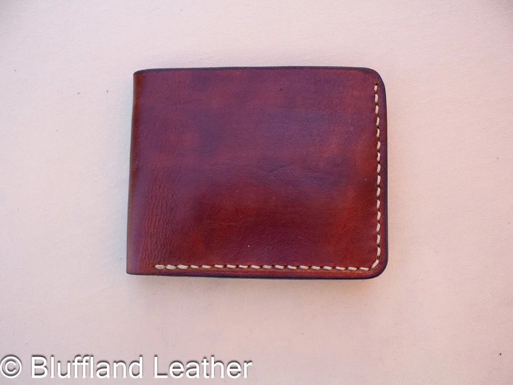 Handmade Leather Bifold Wallet Tan, Mens Veg Tan Bifold, Hand Stitched, Fathers Day Gift