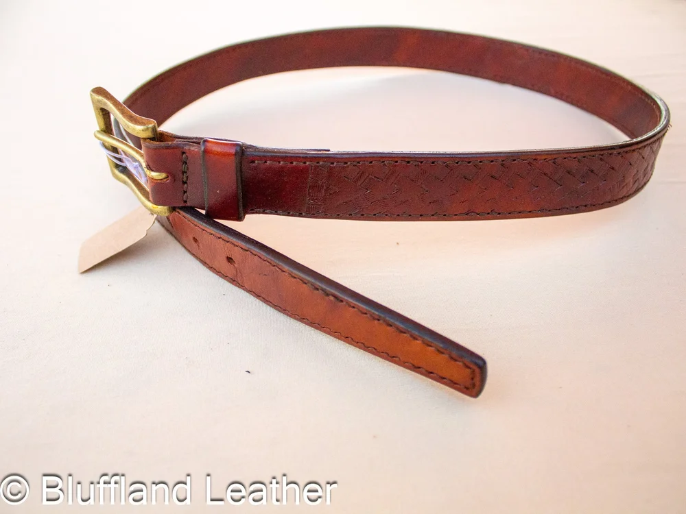 Handmade Leather Belt 34 Inch Basketweave, Mens Veg Tan Belt, Groomsmen Gift for Him