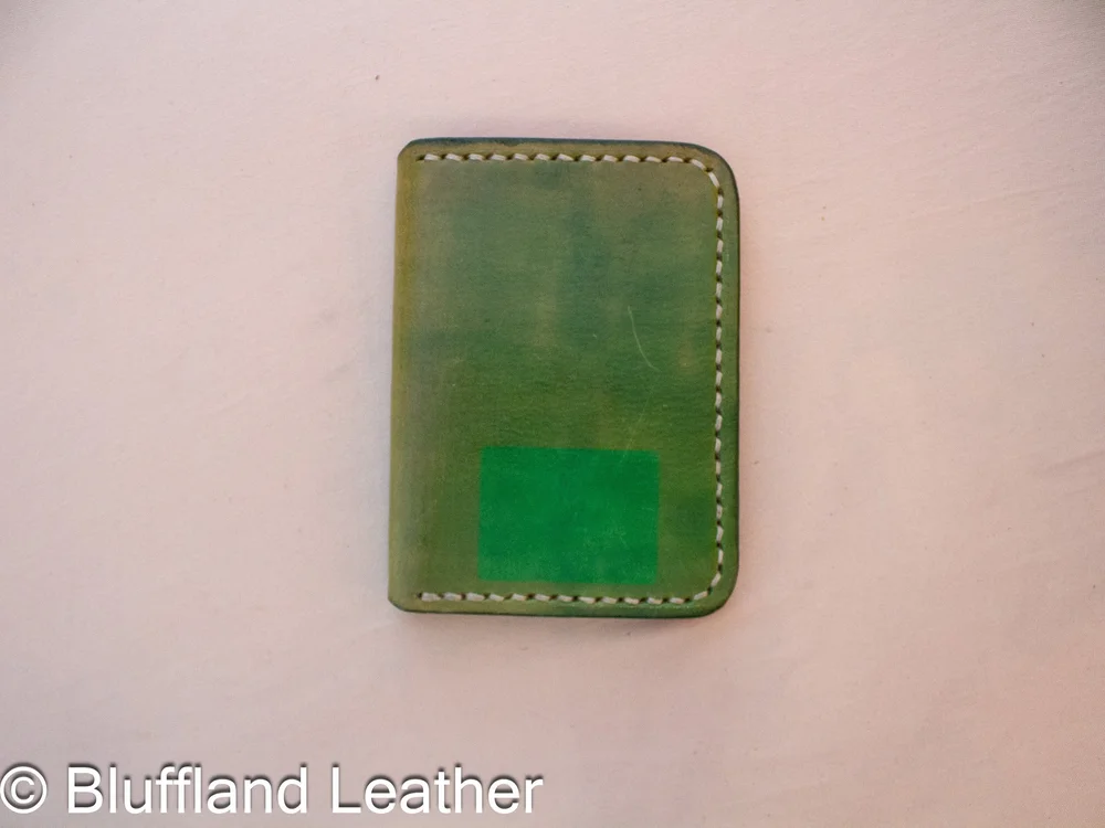 Handmade Leather Card Wallet Green, 4 Card Minimalist Front Pocket Wallet, Hand Stitched, Groomsmen Gift for Him