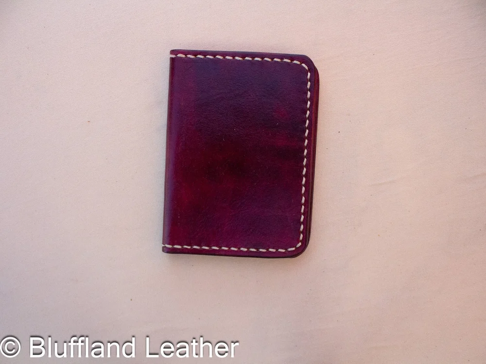 Handmade Leather Card Wallet Oxblood, 4 Card Minimalist Front Pocket Wallet, Hand Stitched, Groomsmen Gift for Him
