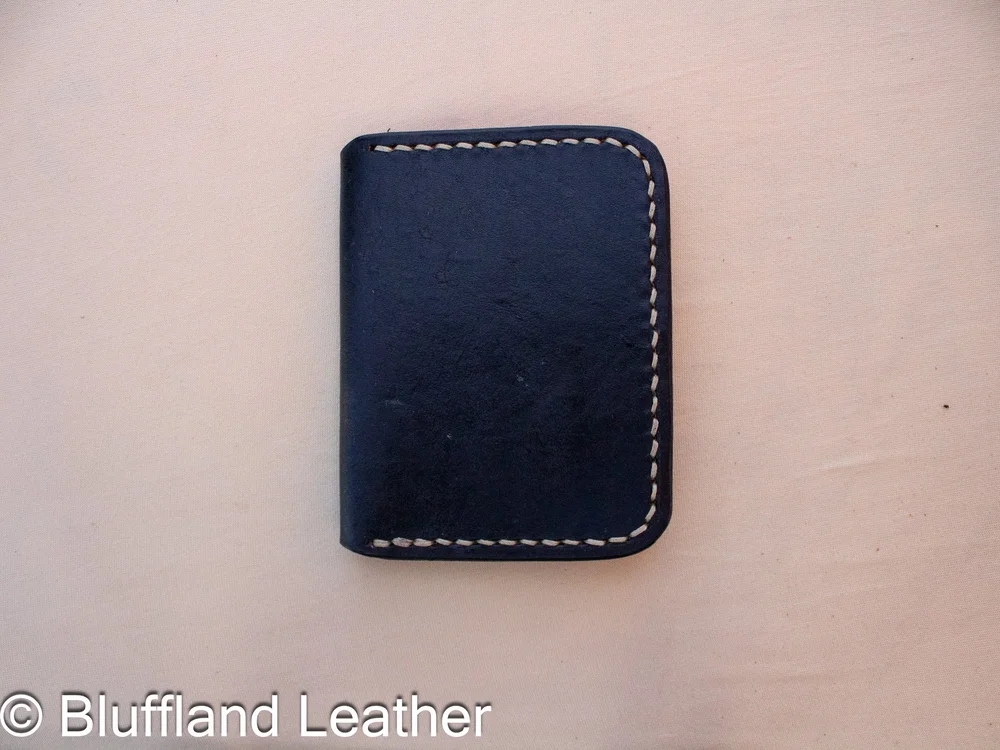 Handmade Leather Card Wallet Black, 4 Card Minimalist Front Pocket Wallet, Hand Stitched, Fathers Day Gift