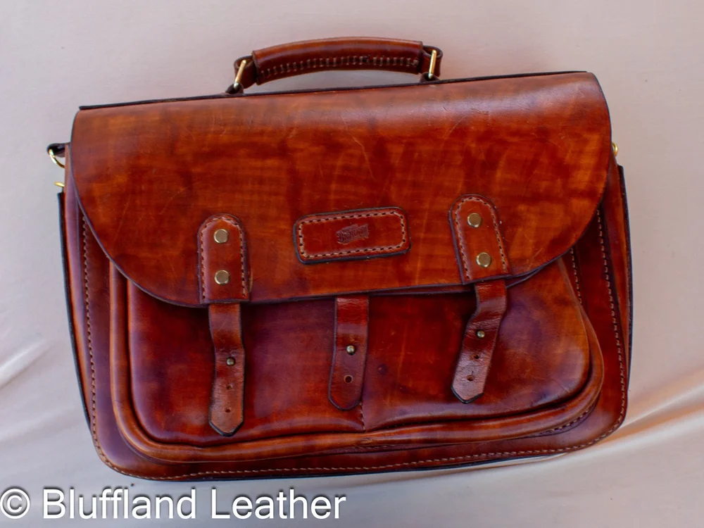 Handmade Leather Leather Briefcase Light Brown, Veg Tan Leather Goods, Hand Stitched, Gift for Him