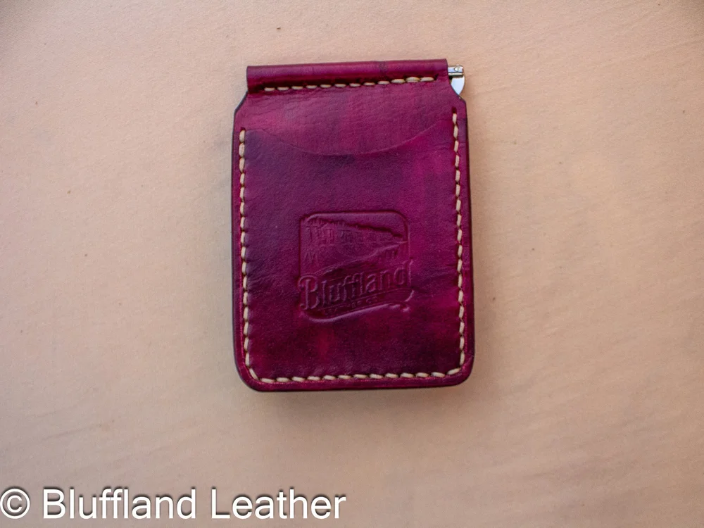 Handmade Leather Money Clip Oxblood, Minimalist Veg Tan Wallet, Hand Stitched Money Holder, Groomsmen Gift for Him