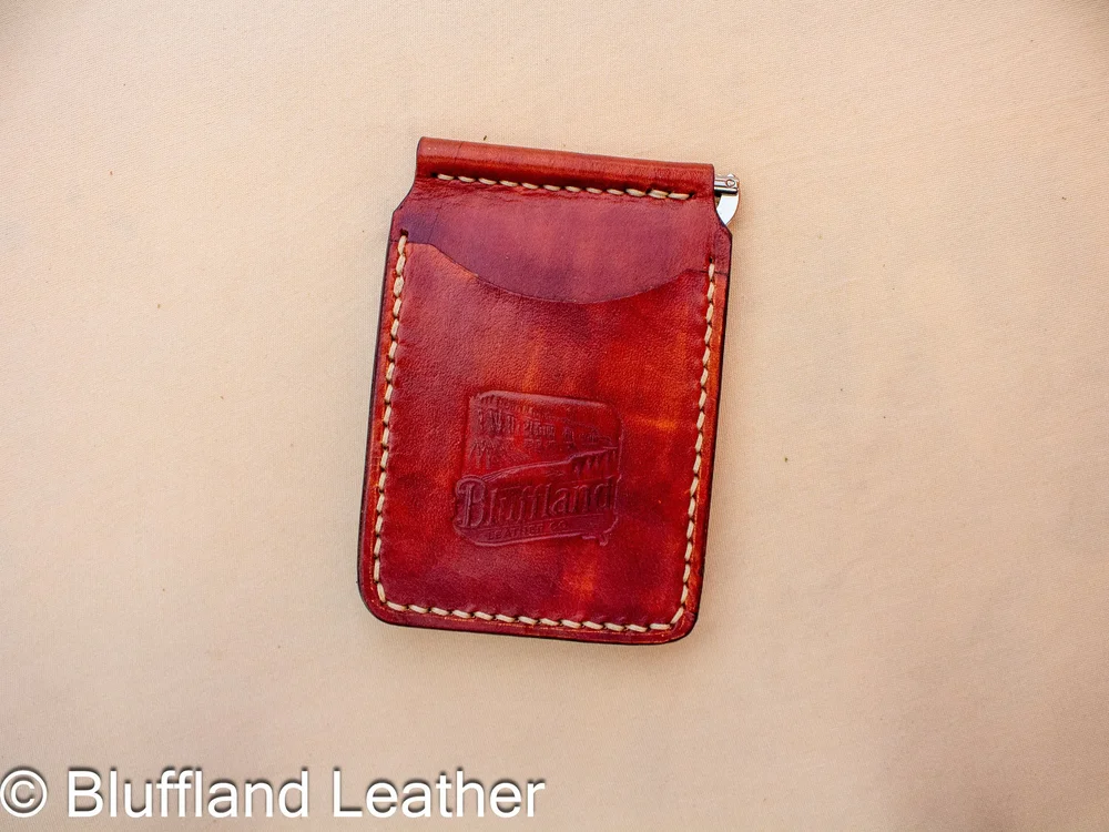 Handmade Leather Money Clip Light Brown, Minimalist Veg Tan Wallet, Hand Stitched Money Holder, Groomsmen Gift for Him