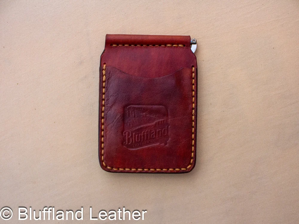 Handmade Leather Money Clip Light Brown, Minimalist Veg Tan Wallet, Hand Stitched Money Holder, Gift for Him