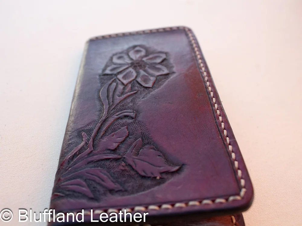 Handmade Leather Roper Wallet Oxblood, Western Veg Tan Wallet, Hand Stitched, Groomsmen Gift for Him