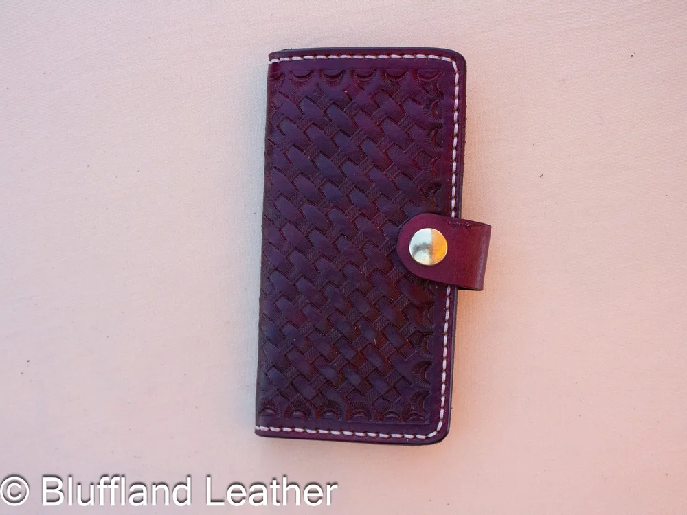 Handmade Leather Roper Wallet Oxblood, Western Veg Tan Wallet, Hand Stitched, Gift for Him