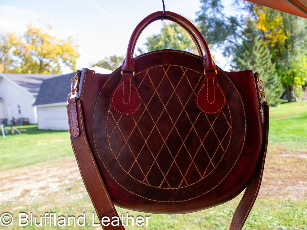 Handmade Leather Sedona Round Satchel Dark Brown, Leather Handbag, Hand Stitched, Gift for Her