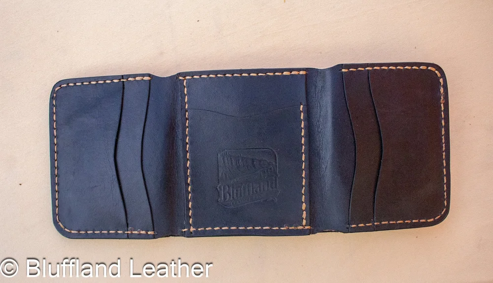 Handmade Leather Trifold Wallet Black, Mens Veg Tan Trifold Wallet, Hand Stitched, Groomsmen Gift for Him
