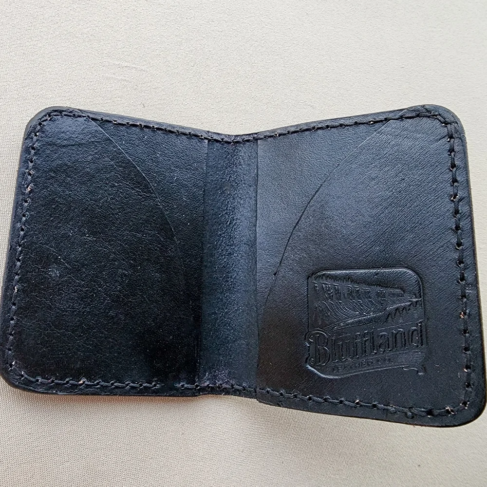 Handmade Leather Card Wallet Black, 4 Card Minimalist Front Pocket Wallet, Hand Stitched, Groomsmen Gift for Him