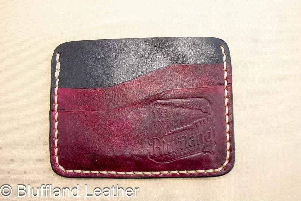 5 Card Leather Wallet Black Oxblood, Handmade Minimalist Card Holder, Veg Tan Front Pocket Wallet