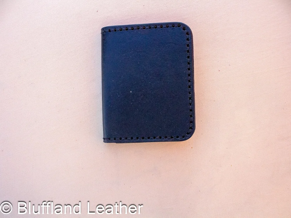 Handmade Leather Card Wallet Black, 4 Card Minimalist Front Pocket Wallet, Hand Stitched, Gift for Him