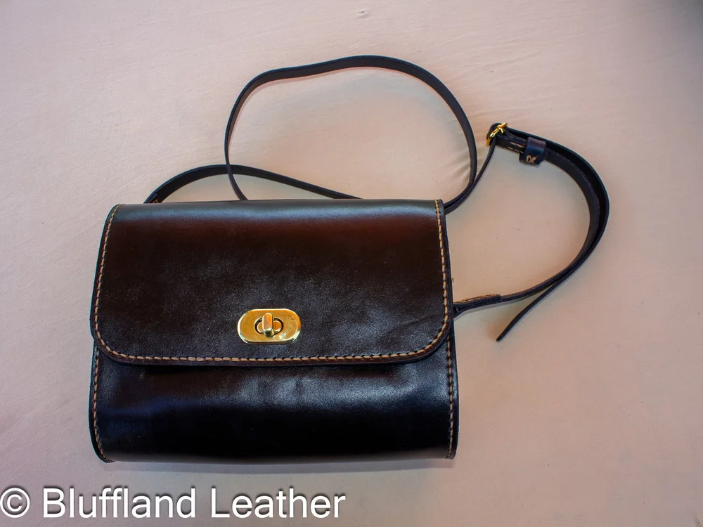 Handmade Leather Clara Purse Black, Leather Purse Handbag, Hand Stitched, Gift for Her