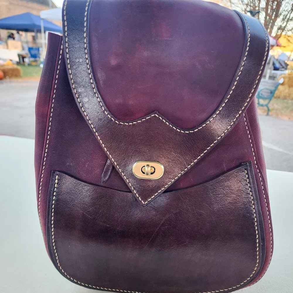 Handmade Leather Backpack Volcano Black Cherry, Freya Backpack, Hand Stitched, Groomsmen Gift for Him