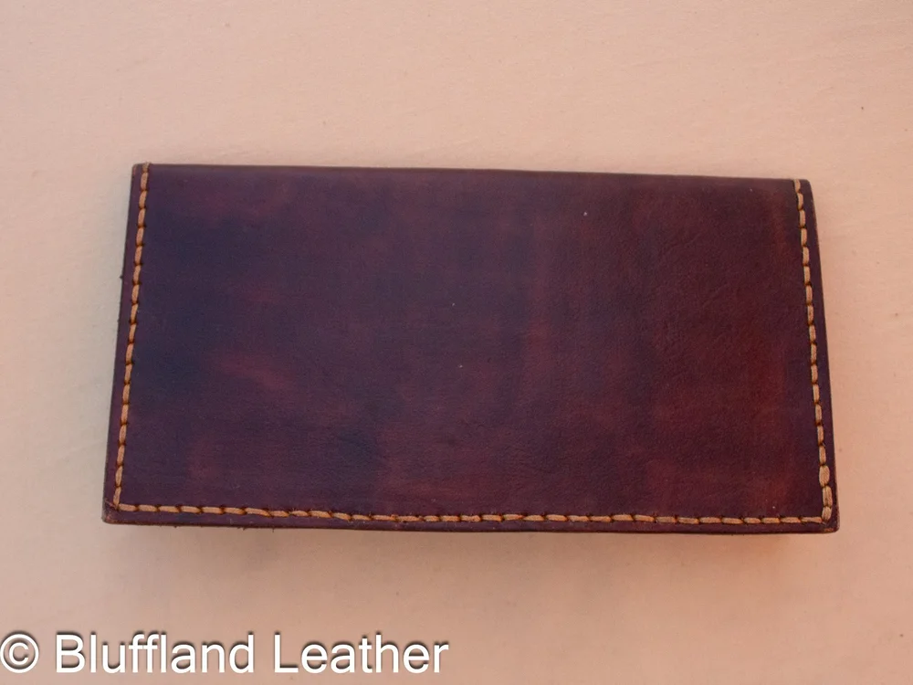 Handmade Leather Checkbook Cover Dark Brown, Veg Tan Wallet Organizer, Hand Stitched, Gift for Him