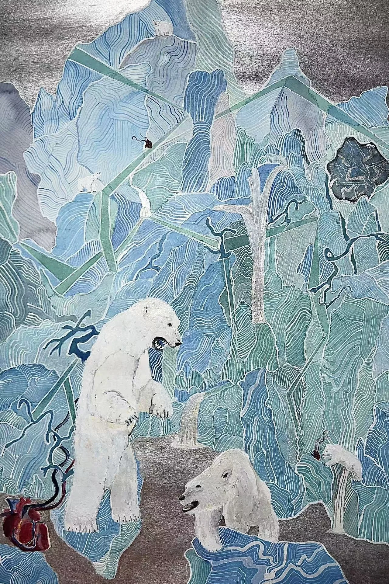 Cold Hearted, 2024. Chinese ink, mineral pigments, and watercolor on paper, 57 × 42 cm (22.5 × 16.5 in). [Available] — $2,500