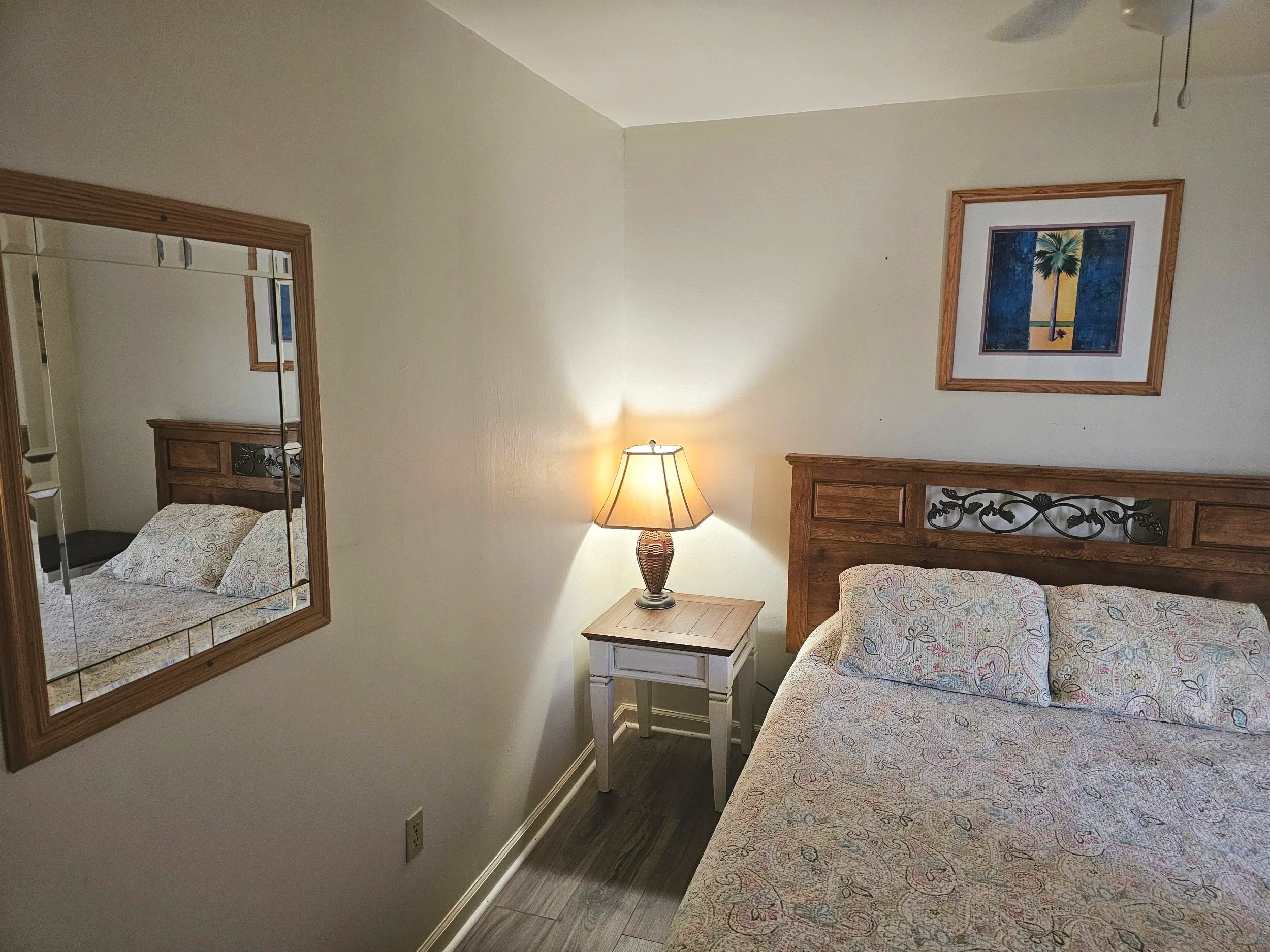 Freshly cleaned bedroom prepared for vacation rental guests