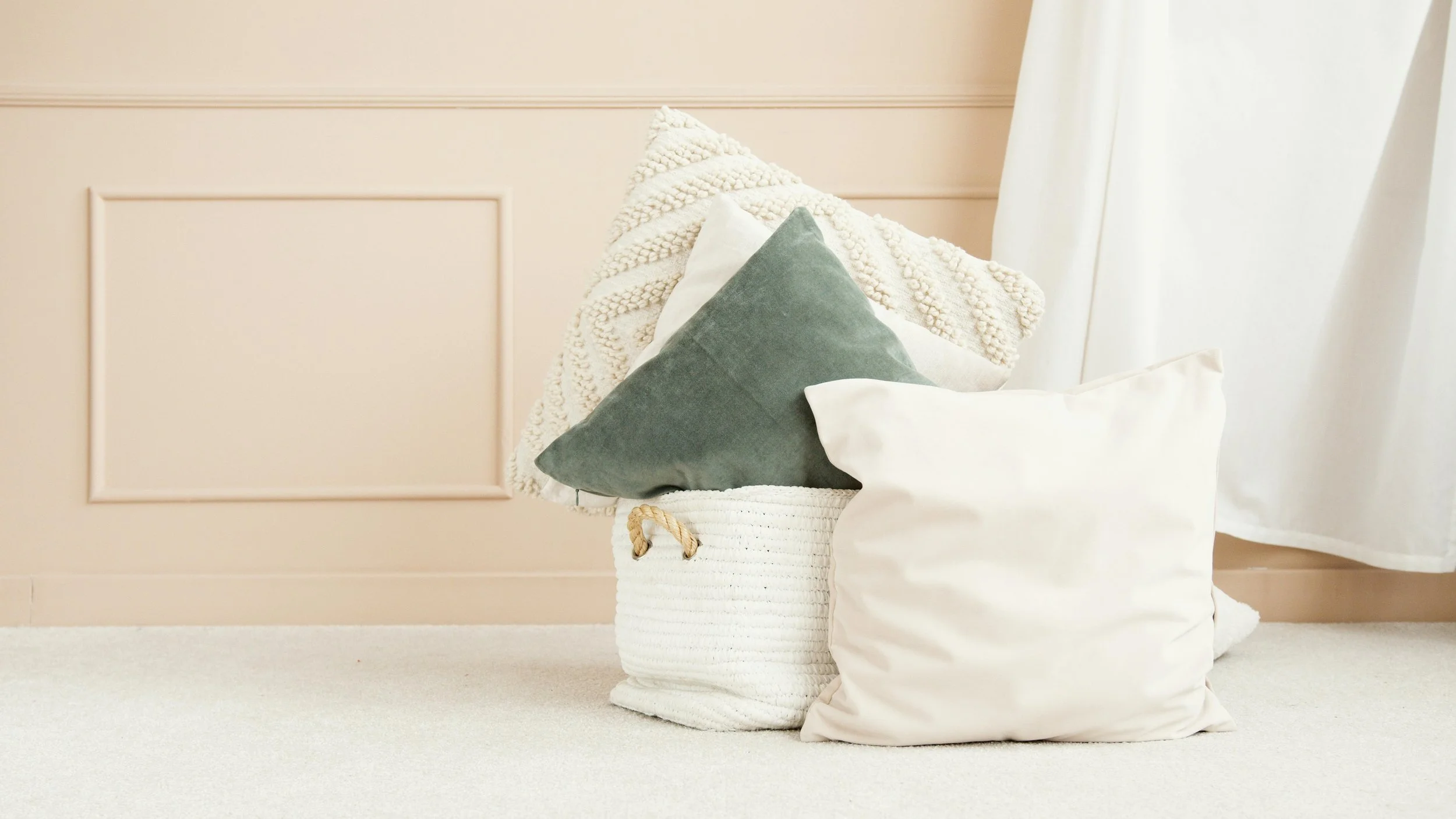 Throw pillows in modern, clean home