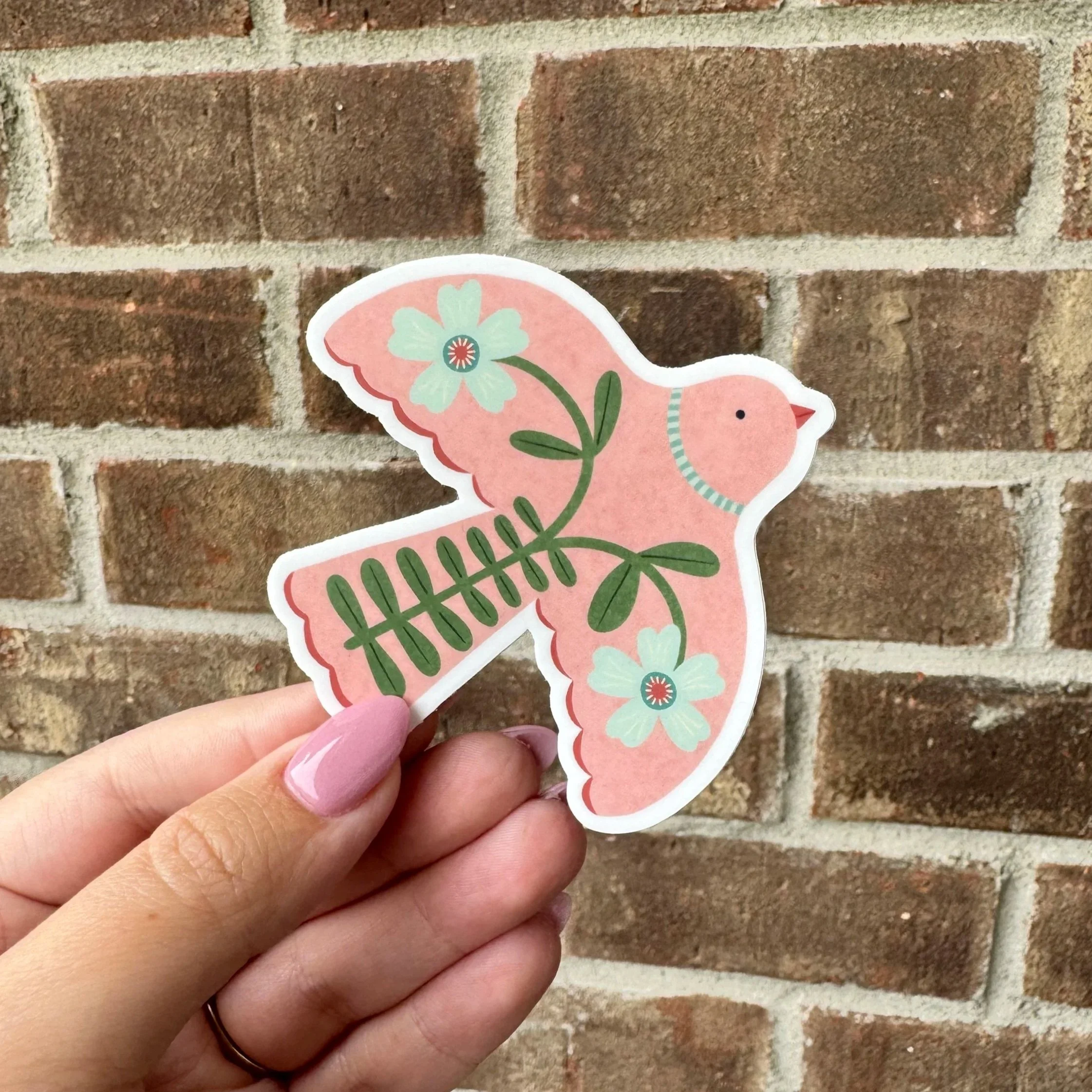 Folk Art Floral Bird Sticker
