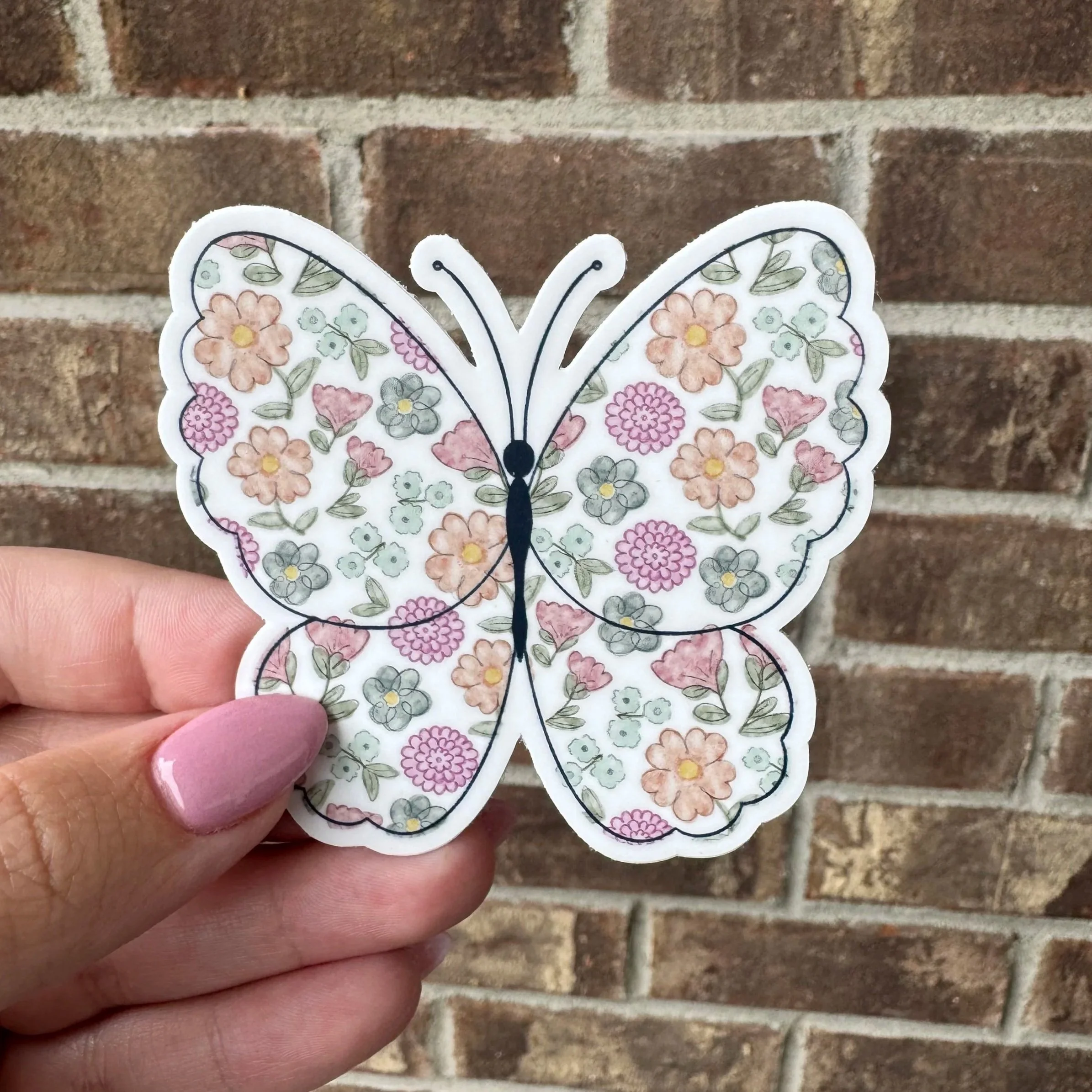 Folk Art Floral Butterfly Sticker