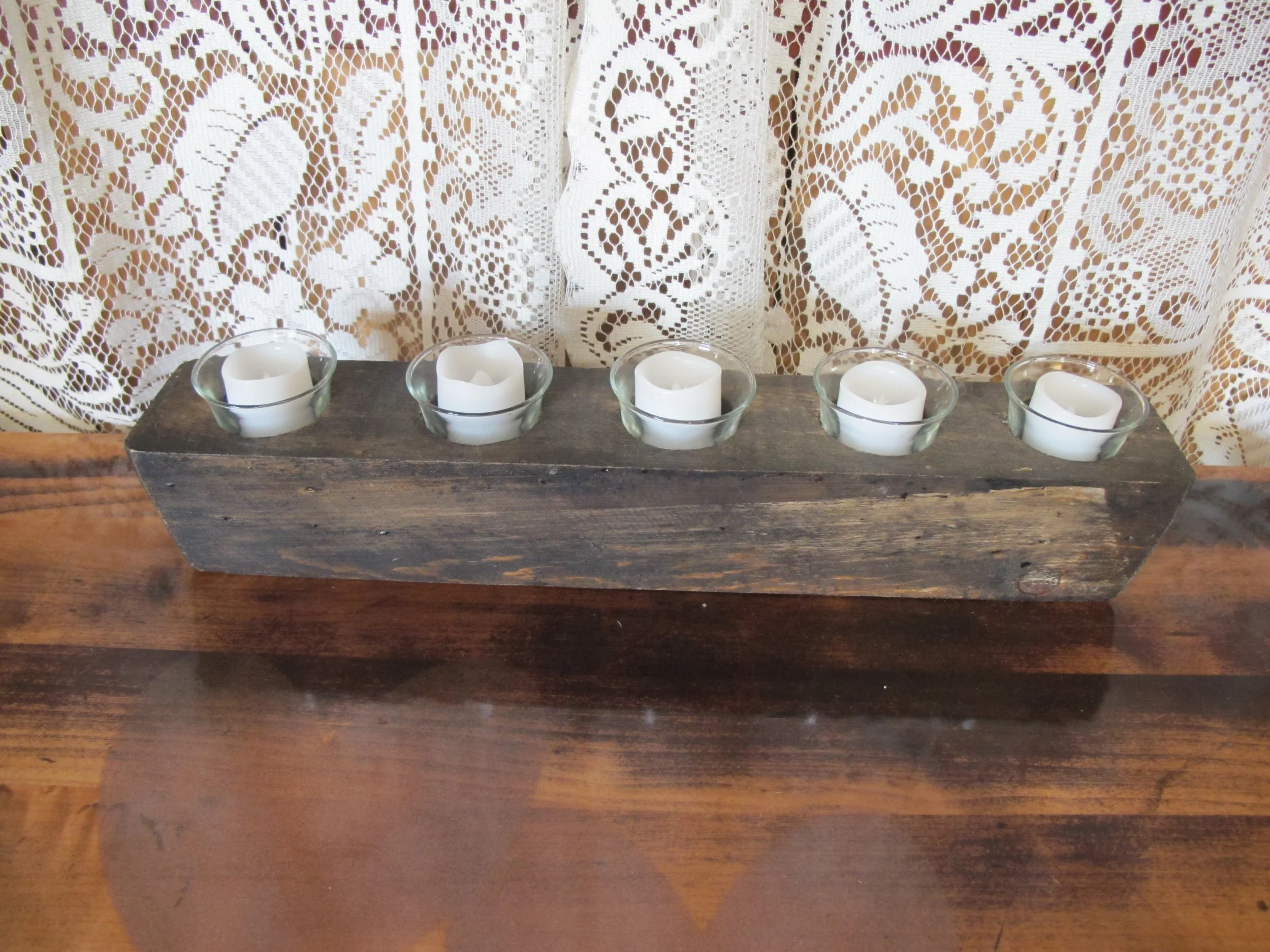 (V22) Vintage-style Sugar Mold Candle Holder - Rustic Charm
