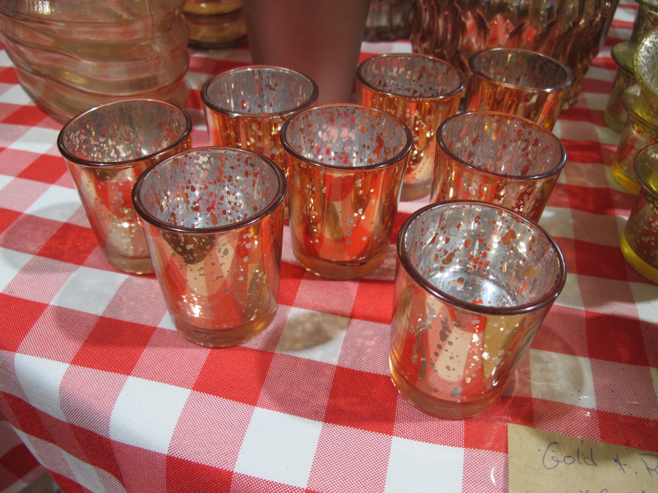 (D25) Speckled Rose Gold Votive Candle Holders (33 pc LOT)