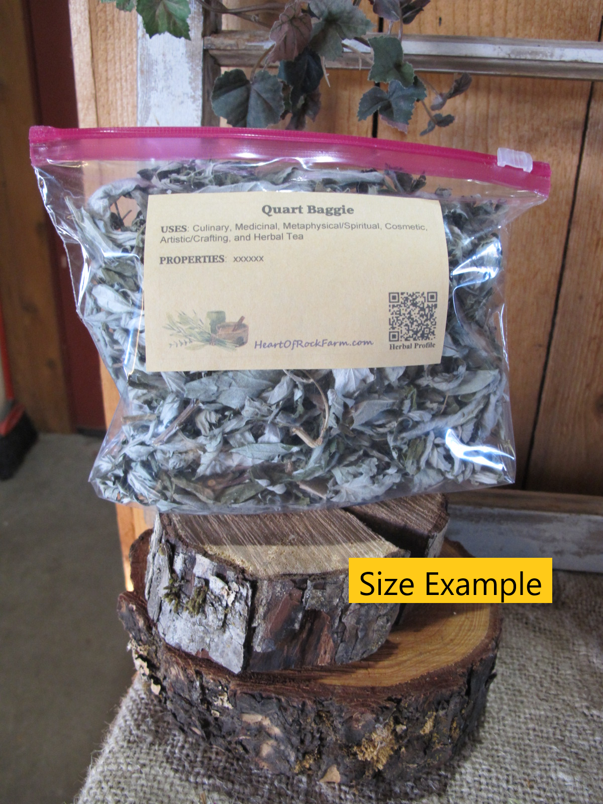 Quart Baggie Example Heart of Rock Farm Herbs (Copy)