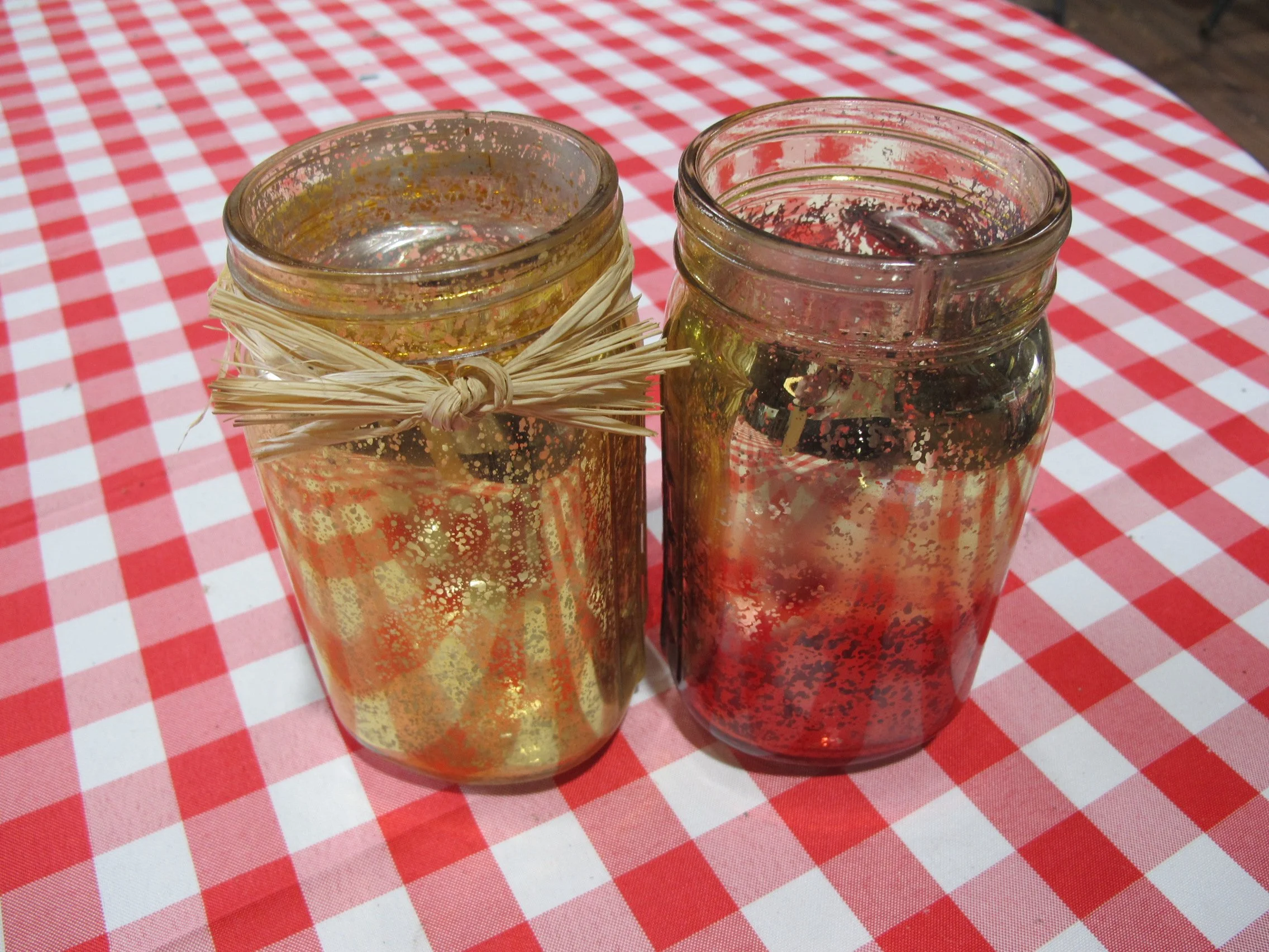 (D17) Speckled Gold & Rose Gold Canning Jar Set (8 pc LOT)
