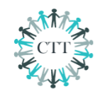 Circle of people holding hands around the letters 'CTI' in the center.