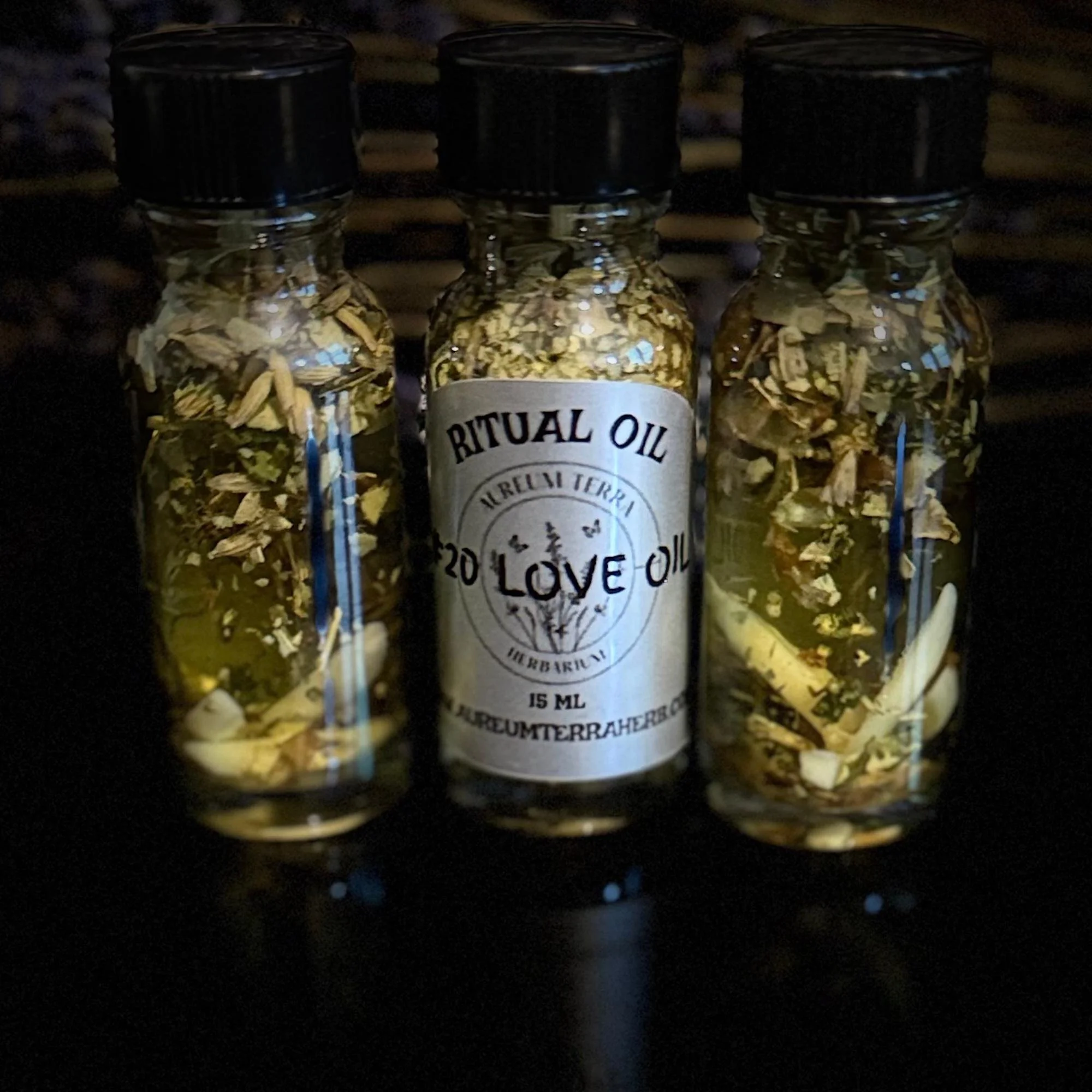15ml bottle of No. 20 Love Oil Ritual Intention Oil by Aureum Terra Herbarium for passion and love rituals