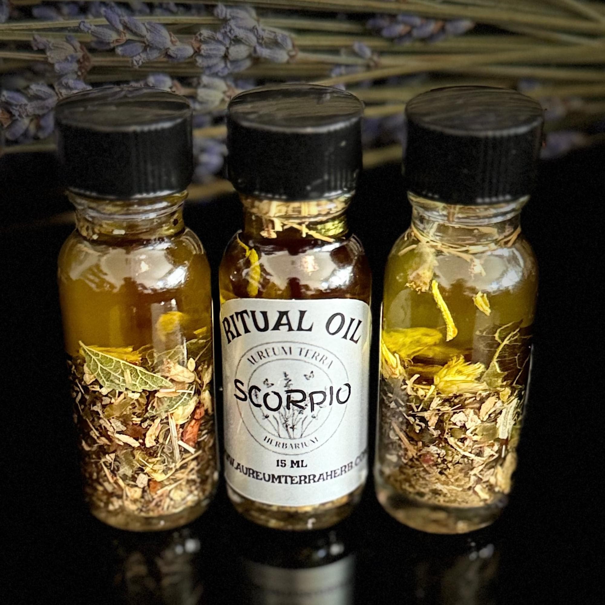 Scorpio Ritual Intention Herbarium Oil with botanicals for intuition, purification, and personal power