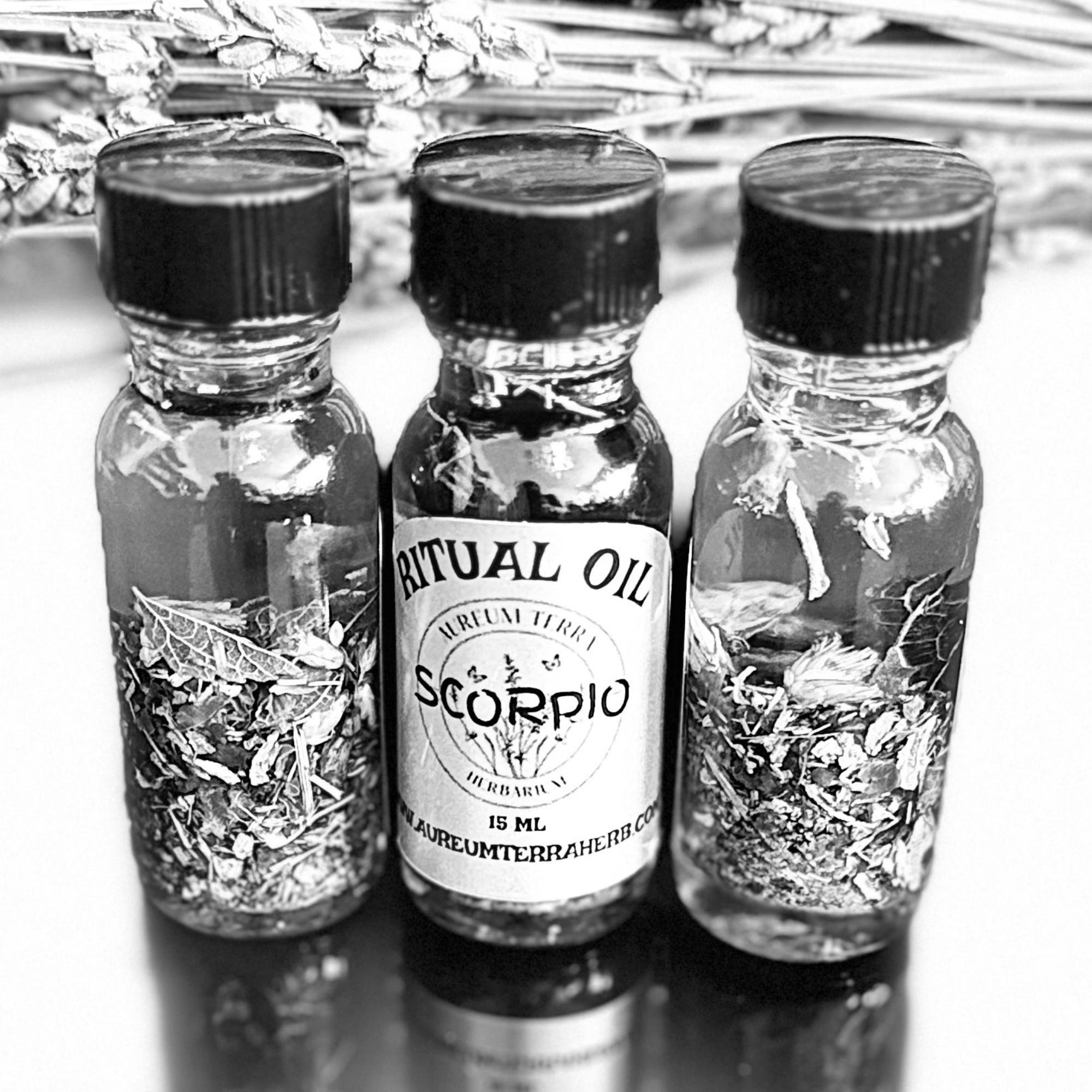 Scorpio Ritual Intention Herbarium Oil with botanicals for intuition, purification, and personal power