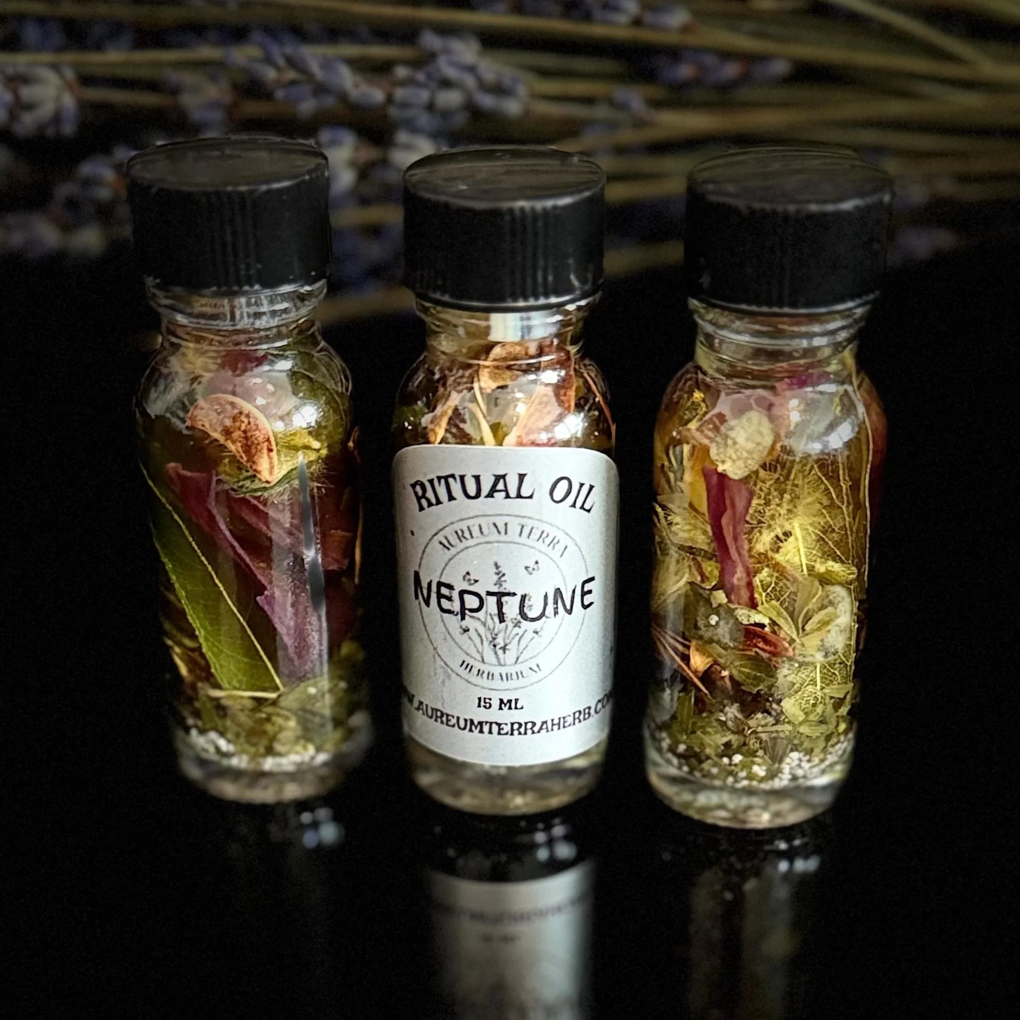 Neptune Ritual Intention Herbarium Oil with botanicals for intuition, dreams, and emotional healing