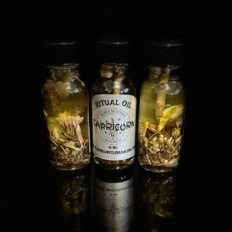 Capricorn Ritual Intention Herbarium Oil with botanicals for grounding, protection, and long-term success