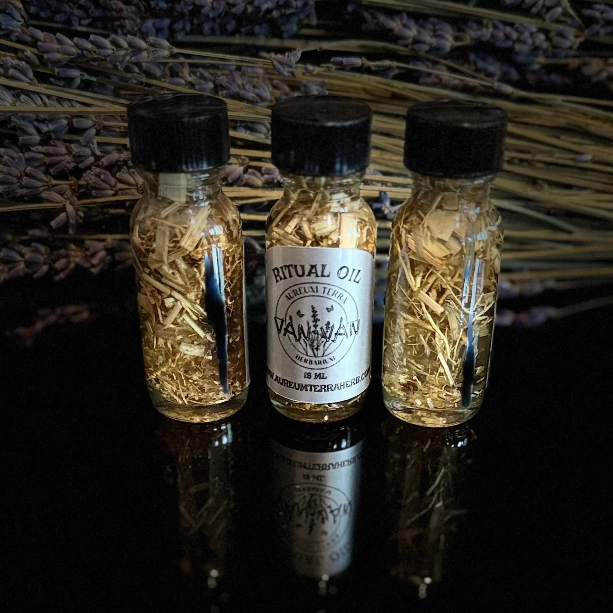 Bottle of Van Van Ritual Intention Oil by Aureum Terra Herbarium for road opening, luck shifting, and spiritual clarity