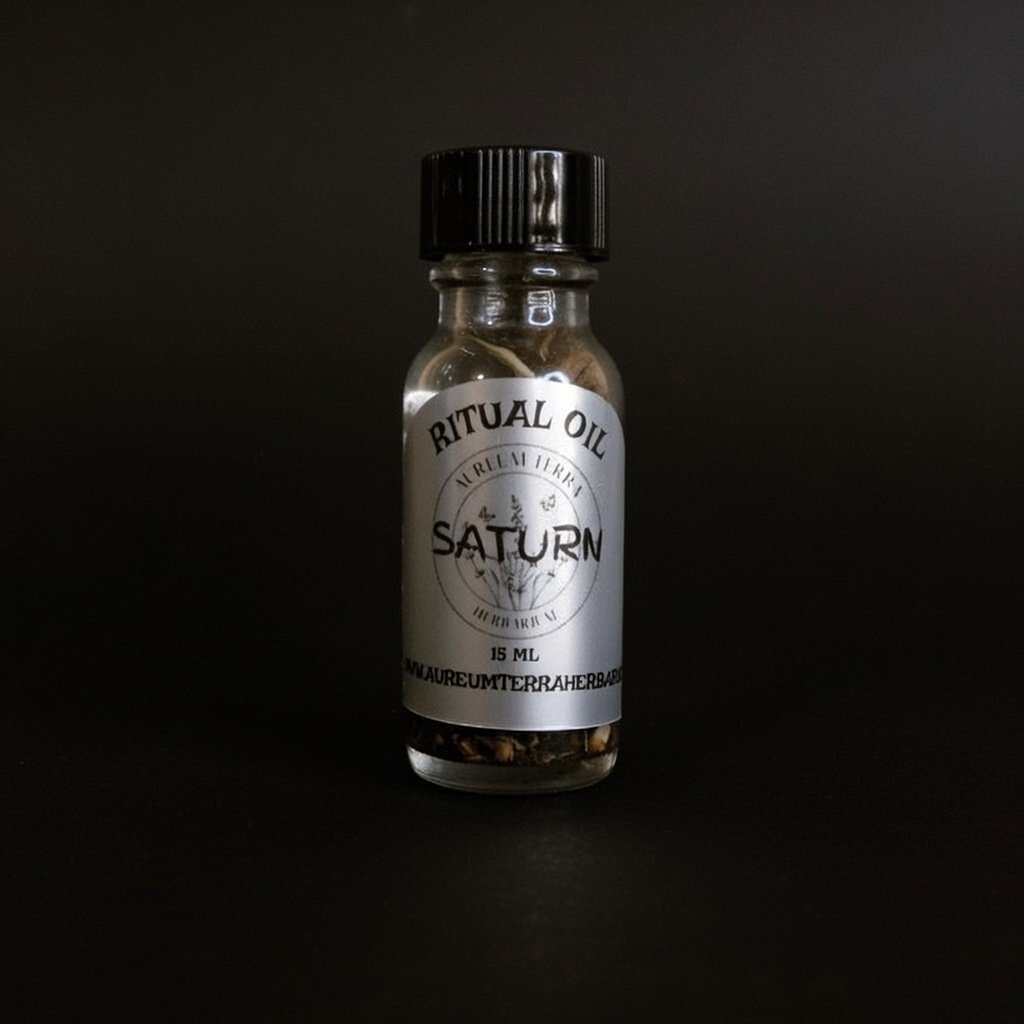 Saturn Ritual Intention Herbarium Oil with botanicals for discipline, endurance, and protection