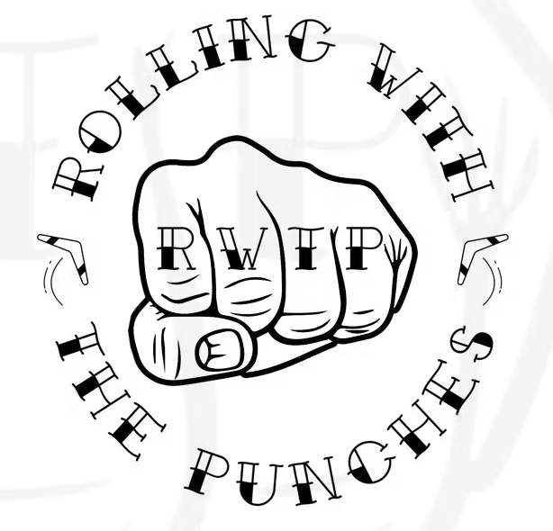 A graphic of a fist with the letters R, W, and P on the knuckles. Surrounding the fist is the text 'Rolling with the Punches' in a circular arrangement.