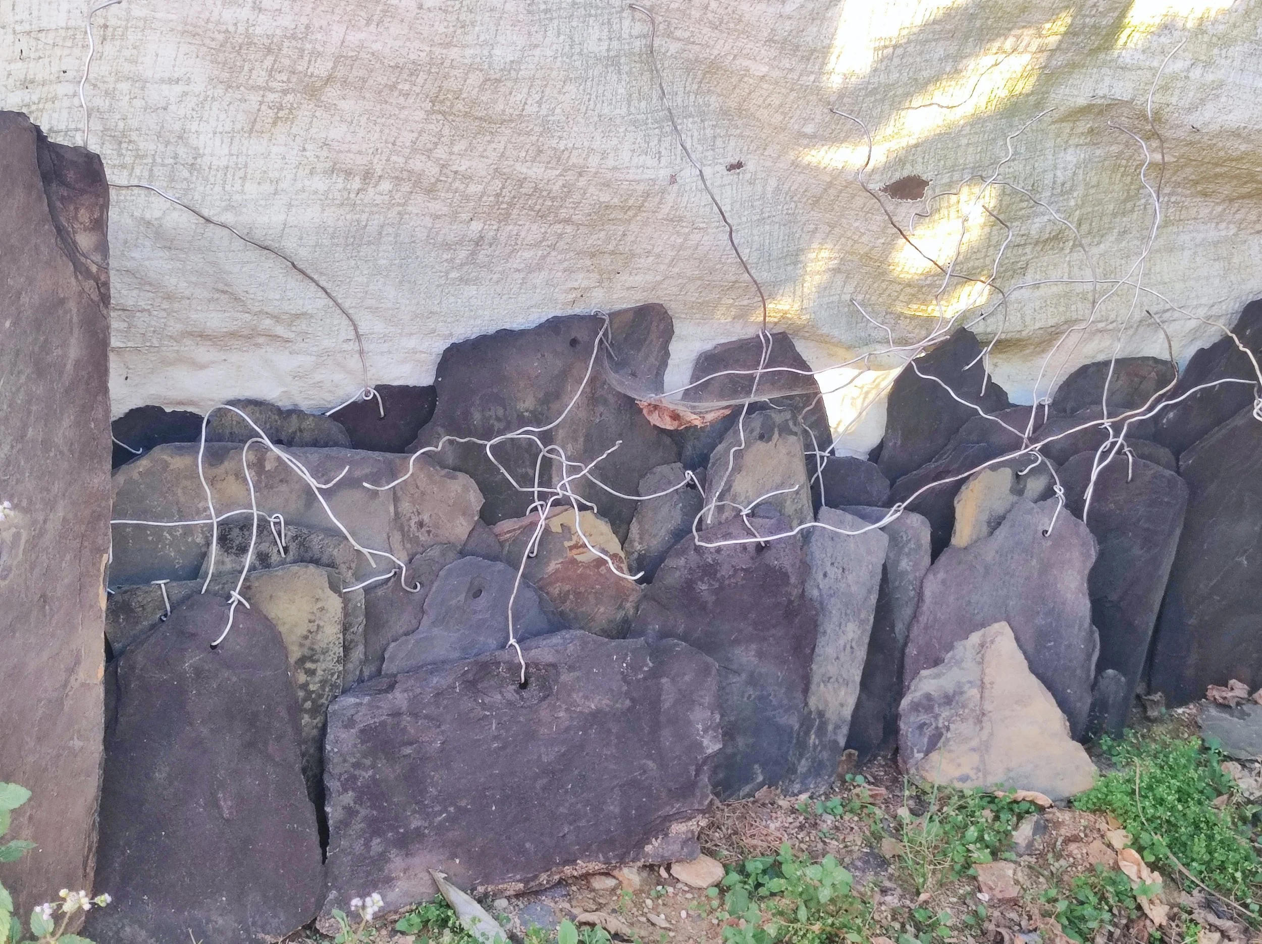 The extracted slate ready to be used for roofing.