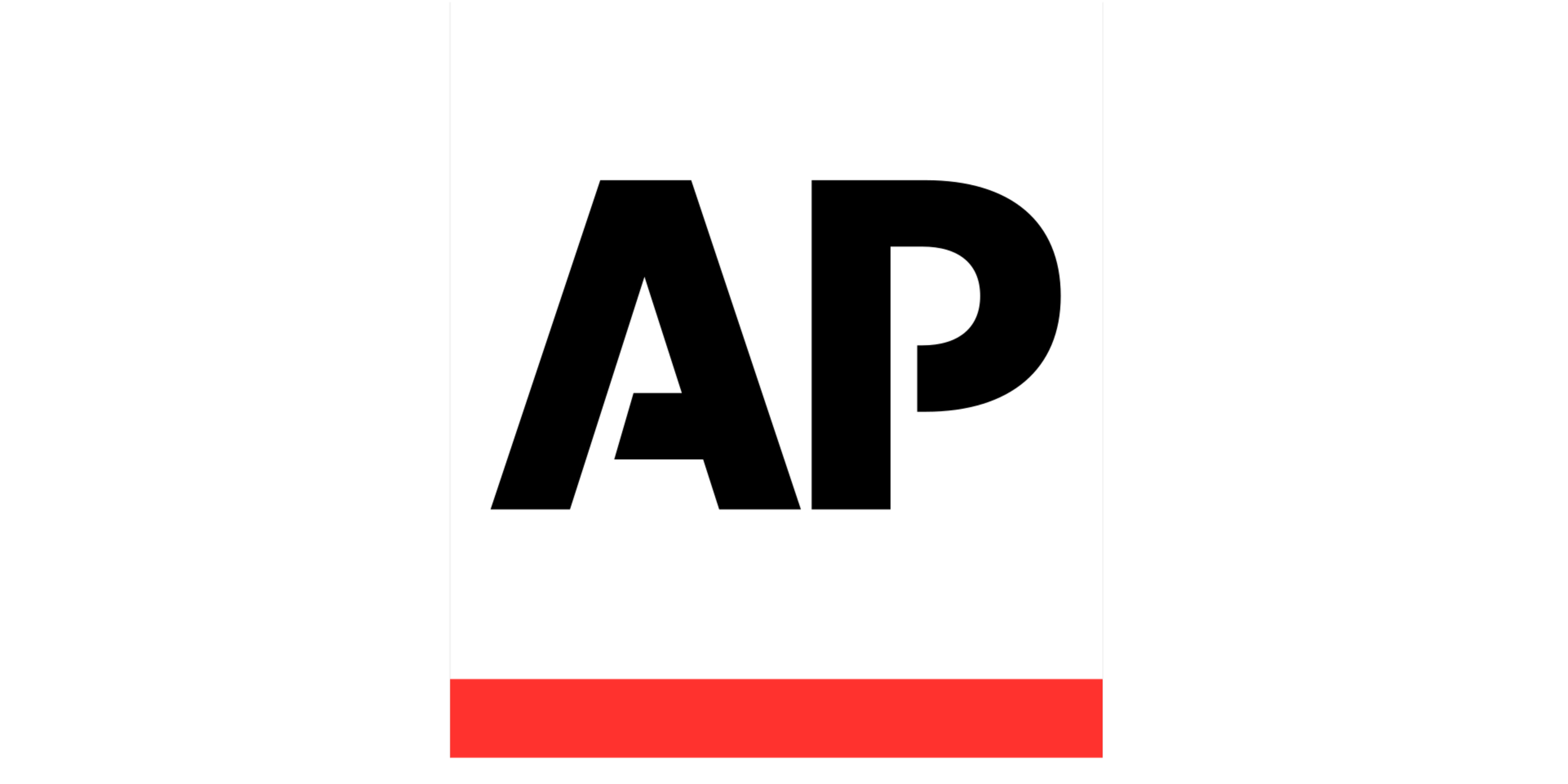 Logo of the Associated Press with black letters on a white background, and a red stripe at the bottom.