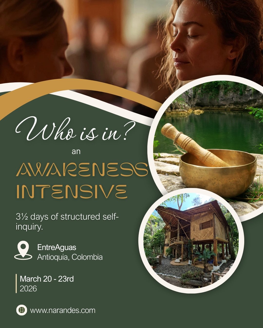 Many people are familiar with meditation, ceremony, or insight practices.

The Awareness Intensive is different.

It is a structured, partner-based format of self-inquiry.

You sit facing another person.
One question.
Timed rounds.
Silence. Repetitio