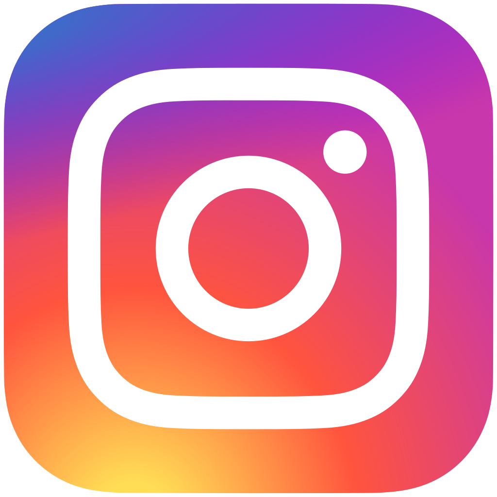 Instagram logo with a gradient background of purple, pink, orange, and yellow colors.