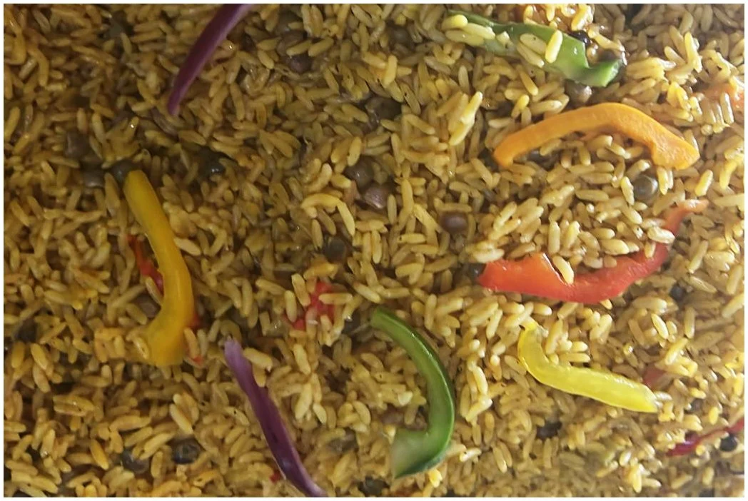 Moro rice with green pigeon peas and coconut /Arros Moro ku guanules berde i koko/Arroz moro guandules verde con coco