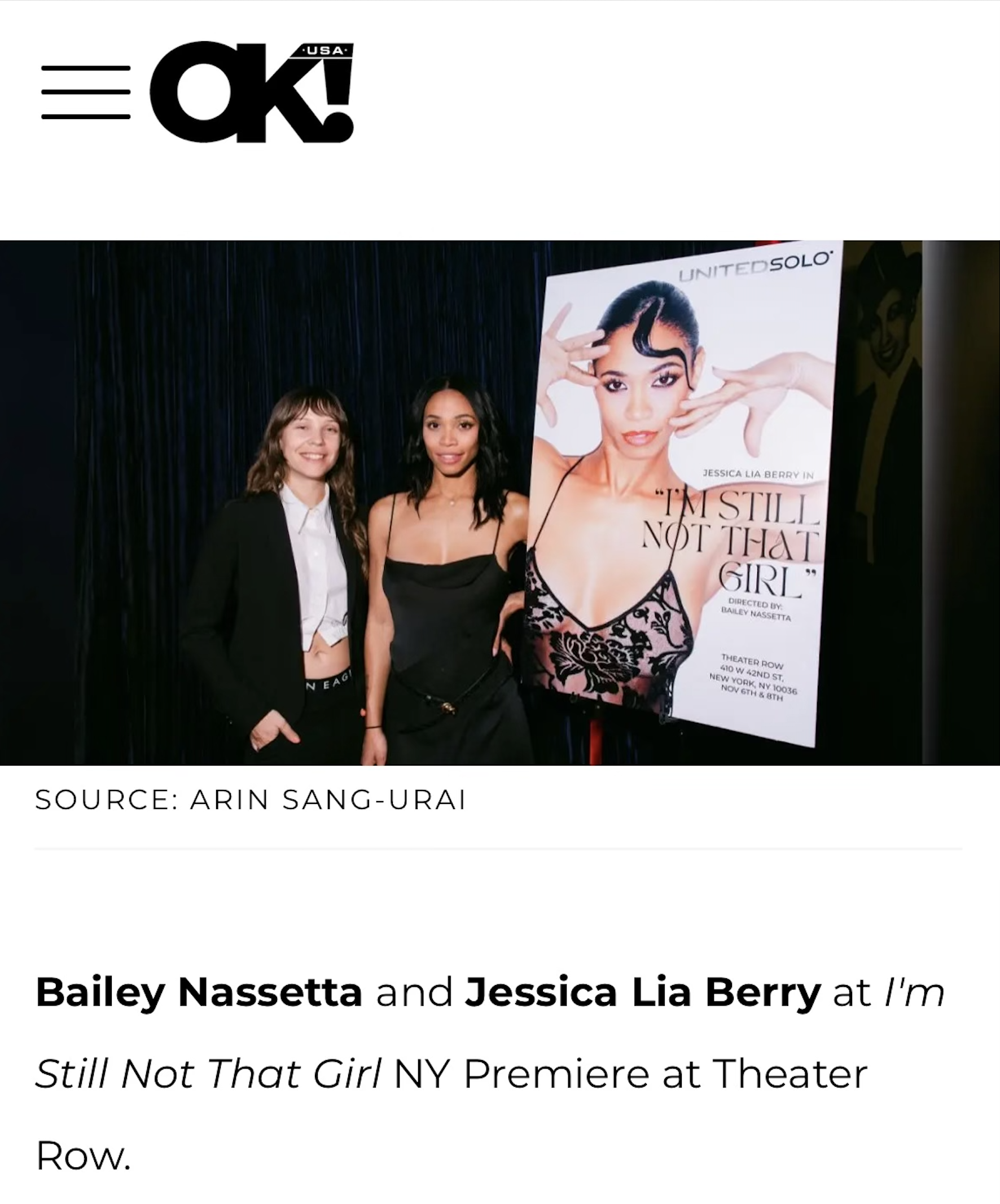 Bailey Nassetta and Jessica Lia Berry at the 'I'm Still Not That Girl' NY Premiere, standing next to a poster for the show.