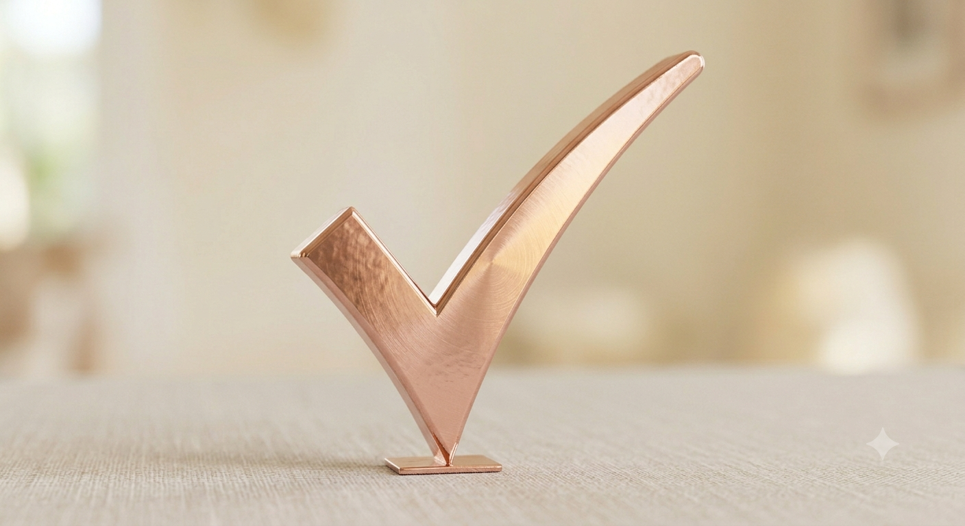 Rose Gold Metal Checkmark