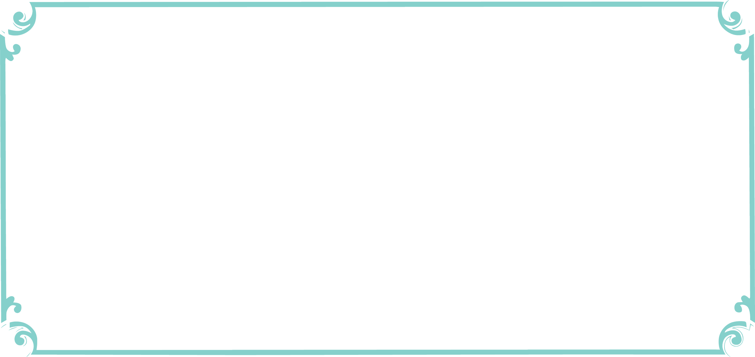 A black silhouette of a woman’s face in profile, with elaborate hair, framed by a decorative turquoise border.