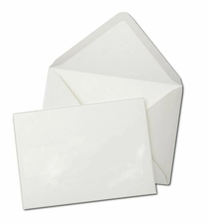 Blank white envelope with a blank note card outside of it.
