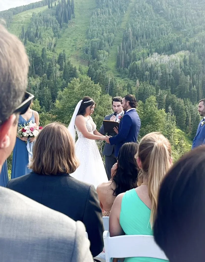 Us watching Tim and Taylor's wedding in Utah!